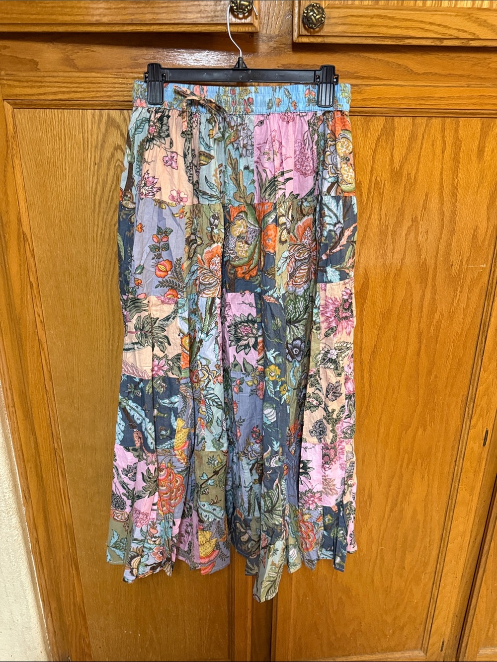 Sacred Threads Floral Patchwork Maxi Skirt - Pink, Blue, Green, Orange